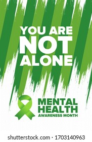 Mental Health Awareness Month in May. Annual campaign in United States. Raising awareness of mental health. Control and protection. Prevention campaign. Medical health care design. Vector illustration