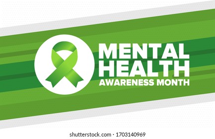 Mental Health Awareness Month in May. Annual campaign in United States. Raising awareness of mental health. Control and protection. Prevention campaign. Medical health care design. Vector illustration