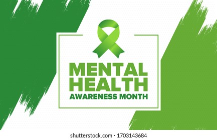 Mental Health Awareness Month in May. Annual campaign in United States. Raising awareness of mental health. Control and protection. Prevention campaign. Medical health care design. Vector illustration