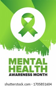 Mental Health Awareness Month in May. Annual campaign in United States. Raising awareness of mental health. Control and protection. Prevention campaign. Medical health care design. Vector illustration