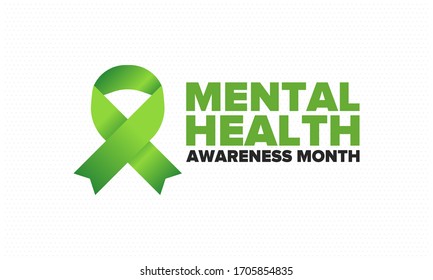 Mental Health Awareness Month in May. Annual campaign in United States. Raising awareness of mental health. Control and protection. Prevention campaign. Medical health care design. Vector illustration