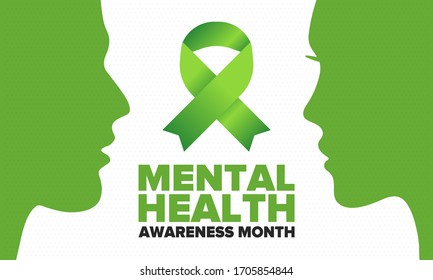 Mental Health Awareness Month in May. Annual campaign in United States. Raising awareness of mental health. Control and protection. Prevention campaign. Medical health care design. Vector illustration