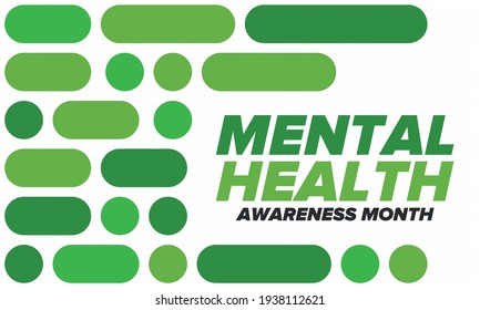 Mental Health Awareness Month in May. Annual campaign in United States. Raising awareness of mental health. Control and protection. Prevention campaign. Medical health care design. Vector illustration