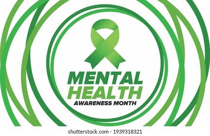 Mental Health Awareness Month in May. Annual campaign in United States. Raising awareness of mental health. Control and protection. Prevention campaign. Medical health care design. Vector illustration