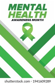 Mental Health Awareness Month in May. Annual campaign in United States. Raising awareness of mental health. Control and protection. Prevention campaign. Medical health care design. Vector illustration