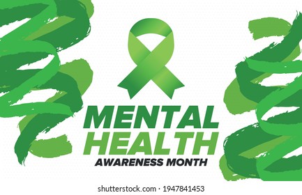 Mental Health Awareness Month in May. Annual campaign in United States. Raising awareness of mental health. Control and protection. Prevention campaign. Medical health care design. Vector illustration