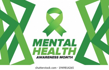 Mental Health Awareness Month in May. Annual campaign in United States. Raising awareness of mental health. Control and protection. Prevention campaign. Medical health care design. Vector illustration