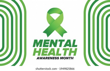 Mental Health Awareness Month in May. Annual campaign in United States. Raising awareness of mental health. Control and protection. Prevention campaign. Medical health care design. Vector illustration