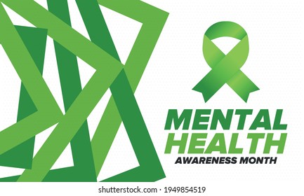 Mental Health Awareness Month in May. Annual campaign in United States. Raising awareness of mental health. Control and protection. Prevention campaign. Medical health care design. Vector illustration