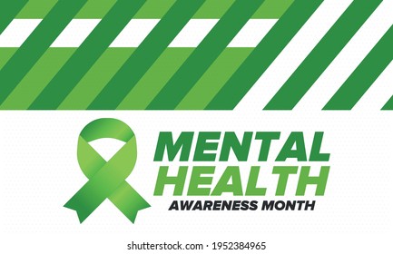 Mental Health Awareness Month in May. Annual campaign in United States. Raising awareness of mental health. Control and protection. Prevention campaign. Medical health care design. Vector illustration