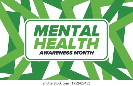 Mental Health Awareness Month in May. Annual campaign in United States. Raising awareness of mental health. Control and protection. Prevention campaign. Medical health care design. Vector illustration