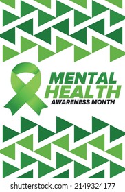 Mental Health Awareness Month in May. Annual campaign in United States. Raising awareness of mental health. Control and protection. Prevention campaign. Medical health care design. Vector illustration