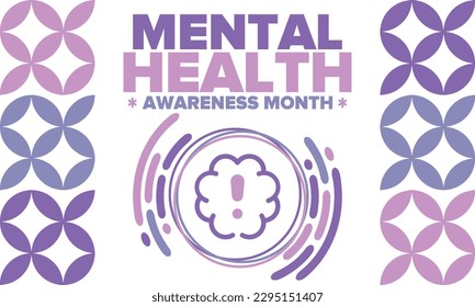 Mental Health Awareness Month in May. Annual campaign in United States. Raising awareness of mental health. Control and protection. Prevention campaign. Medical health care design. Vector illustration