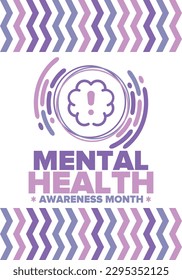 Mental Health Awareness Month in May. Annual campaign in United States. Raising awareness of mental health. Control and protection. Prevention campaign. Medical health care design. Vector illustration