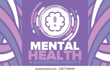 Mental Health Awareness Month in May. Annual campaign in United States. Raising awareness of mental health. Control and protection. Prevention campaign. Medical health care design. Vector illustration