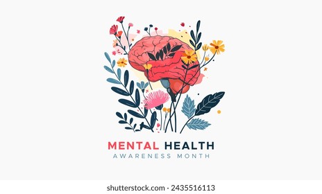 Mental Health Awareness Month. in May. Take care of your body, take care of your health and mind. Increase awareness of mental health. Control and protection. Prevention campaign