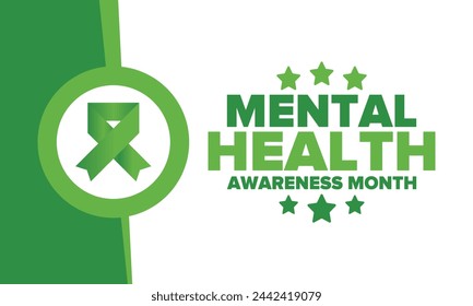 Mental Health Awareness Month in May. Annual campaign in United States. Raising awareness of mental health. Control and protection. Prevention campaign. Medical health care design. Vector illustration