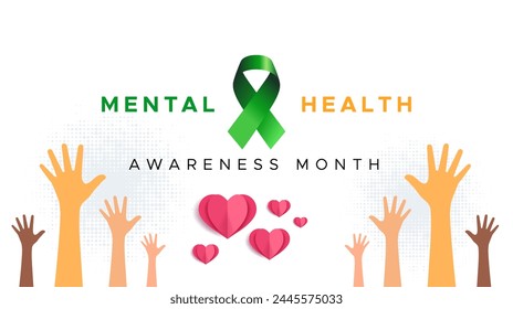 Mental Health Awareness Month. in May. Take care of your body, take care of your health and mind. Increase awareness of mental health. Control and protection. Prevention campaign