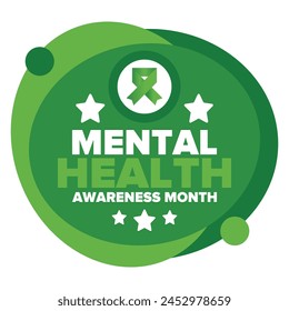 Mental Health Awareness Month in May. Annual campaign in United States. Raising awareness of mental health. Control and protection. Prevention campaign. Medical health care design. Vector illustration