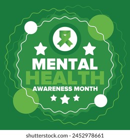 Mental Health Awareness Month in May. Annual campaign in United States. Raising awareness of mental health. Control and protection. Prevention campaign. Medical health care design. Vector illustration