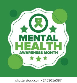 Mental Health Awareness Month in May. Annual campaign in United States. Raising awareness of mental health. Control and protection. Prevention campaign. Medical health care design. Vector illustration