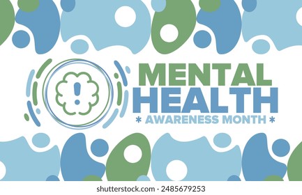 Mental Health Awareness Month in May. Annual campaign in United States. Raising awareness of mental health. Control and protection. Prevention campaign. Medical health care design. Vector illustration