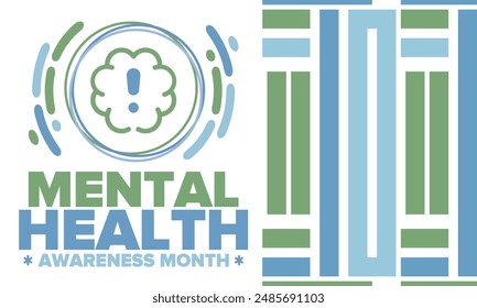 Mental Health Awareness Month in May. Annual campaign in United States. Raising awareness of mental health. Control and protection. Prevention campaign. Medical health care design. Vector illustration