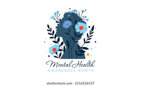 Mental Health Awareness Month. in May. Take care of your body, take care of your health and mind. Increase awareness of mental health. Control and protection. Prevention campaign. Not generated by AI