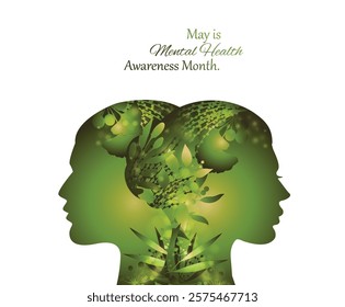 Mental Health Awareness Month. in May. Take care of your body, take care of your health and mind concept. Vector illustration