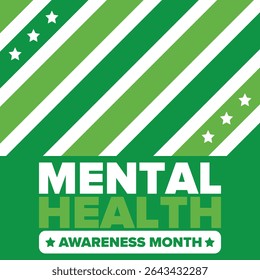 Mental Health Awareness Month in May. Annual campaign in United States. Raising awareness of mental health. Control and protection. Prevention campaign. Medical health care design. Vector illustration