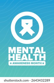 Mental Health Awareness Month in May. Annual campaign in United States. Raising awareness of mental health. Control and protection. Prevention campaign. Medical health care design. Vector illustration