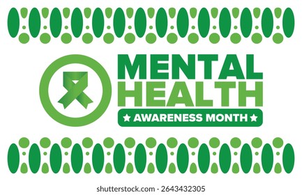 Mental Health Awareness Month in May. Annual campaign in United States. Raising awareness of mental health. Control and protection. Prevention campaign. Medical health care design. Vector illustration