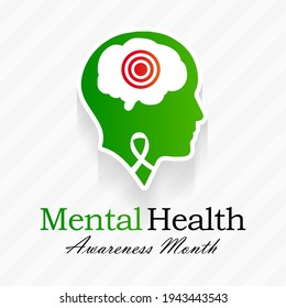 Mental health awareness month observed each year during May. it includes our emotional, psychological, and social well-being. It affects how we think, feel, and act. Vector illustration.