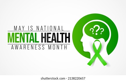 Mental health awareness month observed each year during May. it includes our emotional, psychological, and social well-being. It affects how we think, feel, and act. Vector illustration