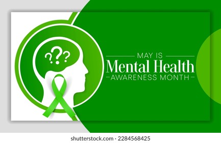 Mental health awareness month observed each year in May. it includes our emotional, psychological, and social well-being. It affects how we think, feel, and act. Vector illustration