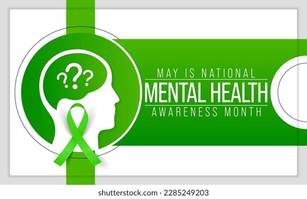 Mental health awareness month observed each year in May. it includes our emotional, psychological, and social well-being. It affects how we think, feel, and act. Vector illustration