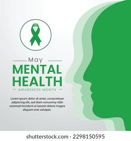 Mental health awareness month observed each year during May Background Illustration post