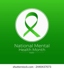 Mental health awareness month observed each year during May. It ,s Raising awareness of mental health and  Medical health care design. Vector illustration