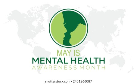 Mental Health Awareness Month observed every year in May. Template for background, banner, card, poster with text inscription.