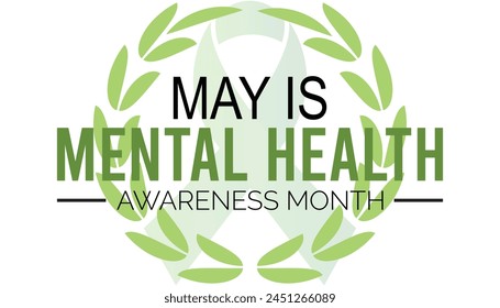 Mental Health Awareness Month observed every year in May. Template for background, banner, card, poster with text inscription.