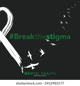 Mental health awareness month observed each year during May. it includes our emotional, psychological, and social well-being. It affects how we think, feel, and act. Vector illustration.