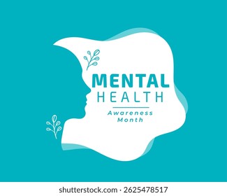 mental health awareness month poster with human head vector