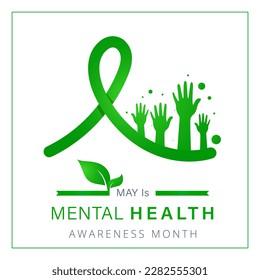 Mental Health Awareness Month. Take care of your body, take care of your health. Increase awareness of mental health. Control and protection. Prevention campaign