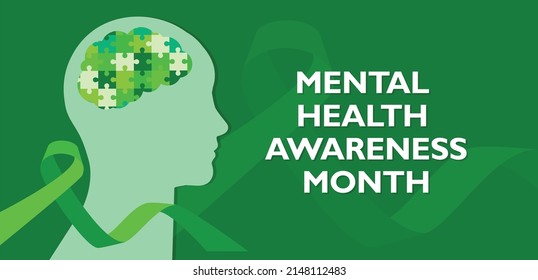 Mental health awareness month, vector illustration for poster, banner,print, web.