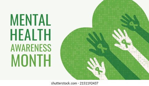 Mental Health Awareness Month. Vector web banner for social media, posters, cards, and flyers. Medical health care design. 