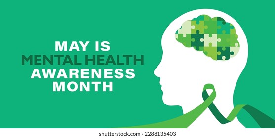 Mental health awareness month, vector illustration for poster, banner,print, web