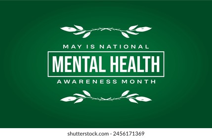 Mental Health Awareness Month vector illustration with green. Holiday Concept. abstract profile with green ribbon, Mental health awareness