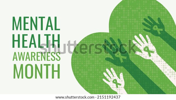 Mental Health Awareness Month. Vector web banner for\
social media, posters, cards, and flyers. Medical health care\
design. 