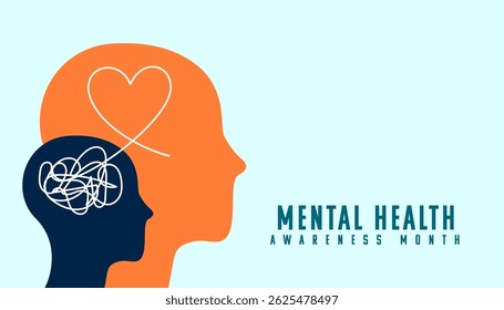 mental health awareness poster with human head vector