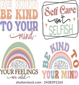 mental health awareness retro design, mental health matters t-shirt vector illustrations, mental health t-shirt design bundle